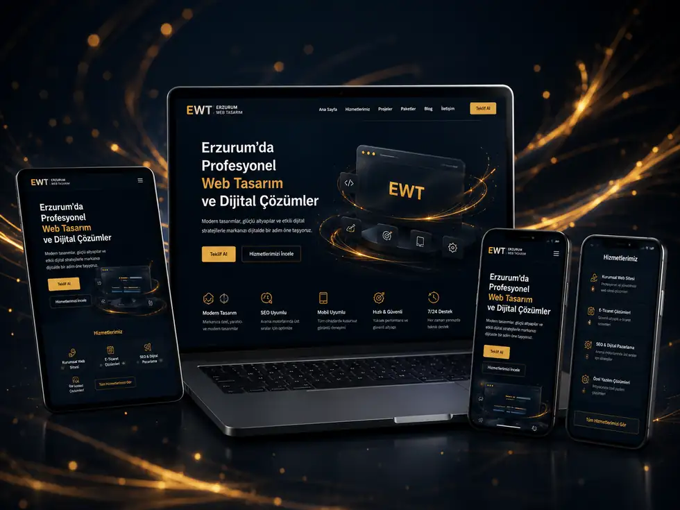 EWT web tasarım panel ve cihaz mockup